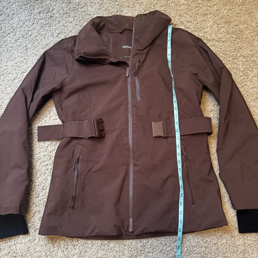 Halfdays Aston Jacket Belted Ski Jacket Brown Spiked Cocoa Medium Waterproof - Picture 6 of 9